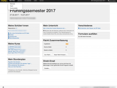 Menu Lehrer: Mein Menu