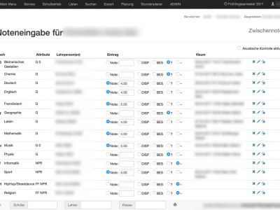 Noteneingabe Administration